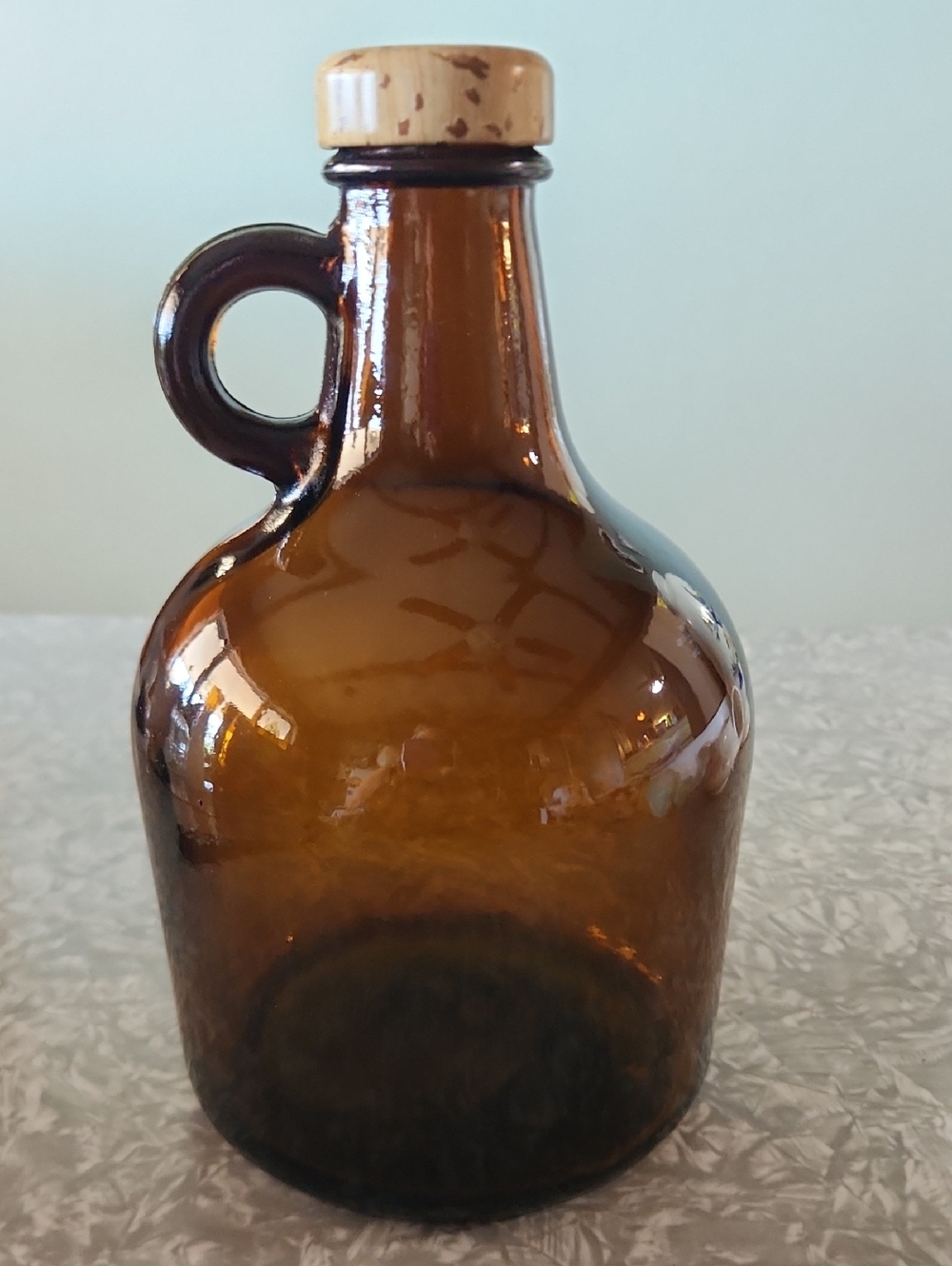 Source Unknown Amber Glass Jug with Cork Stopper
